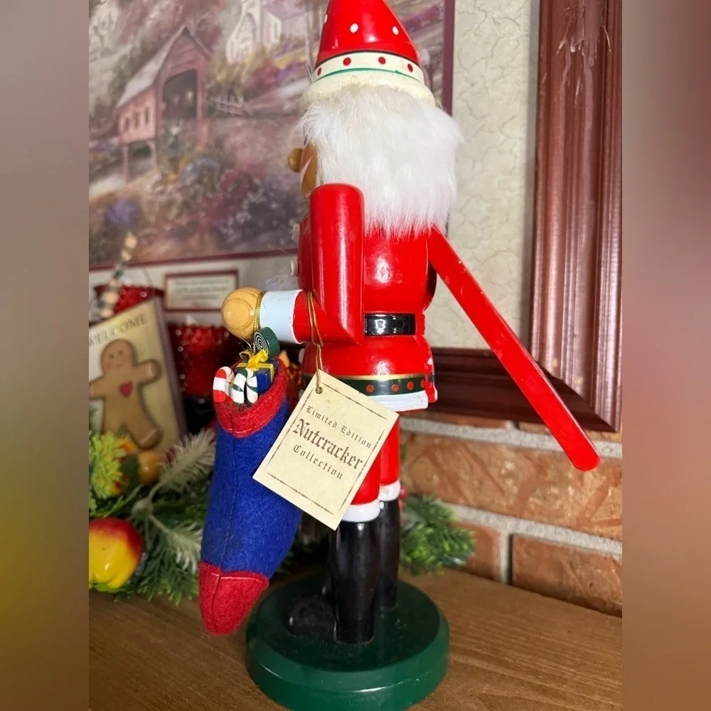 2004 Solid Wood Festive Red Christmas Nutcracker with Santa Hat Limited Edition